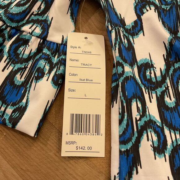 Tracy Negoshian Blue Stretch Pullover Sheath 3/4 Sleeve Large NWT $142 - Picture 7 of 12